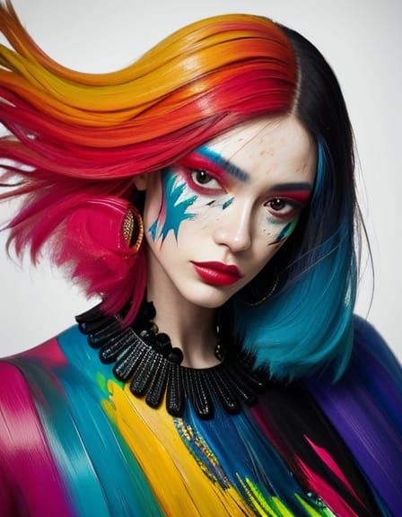 Abstract Expressionism: Woman's Vibrant Body Art