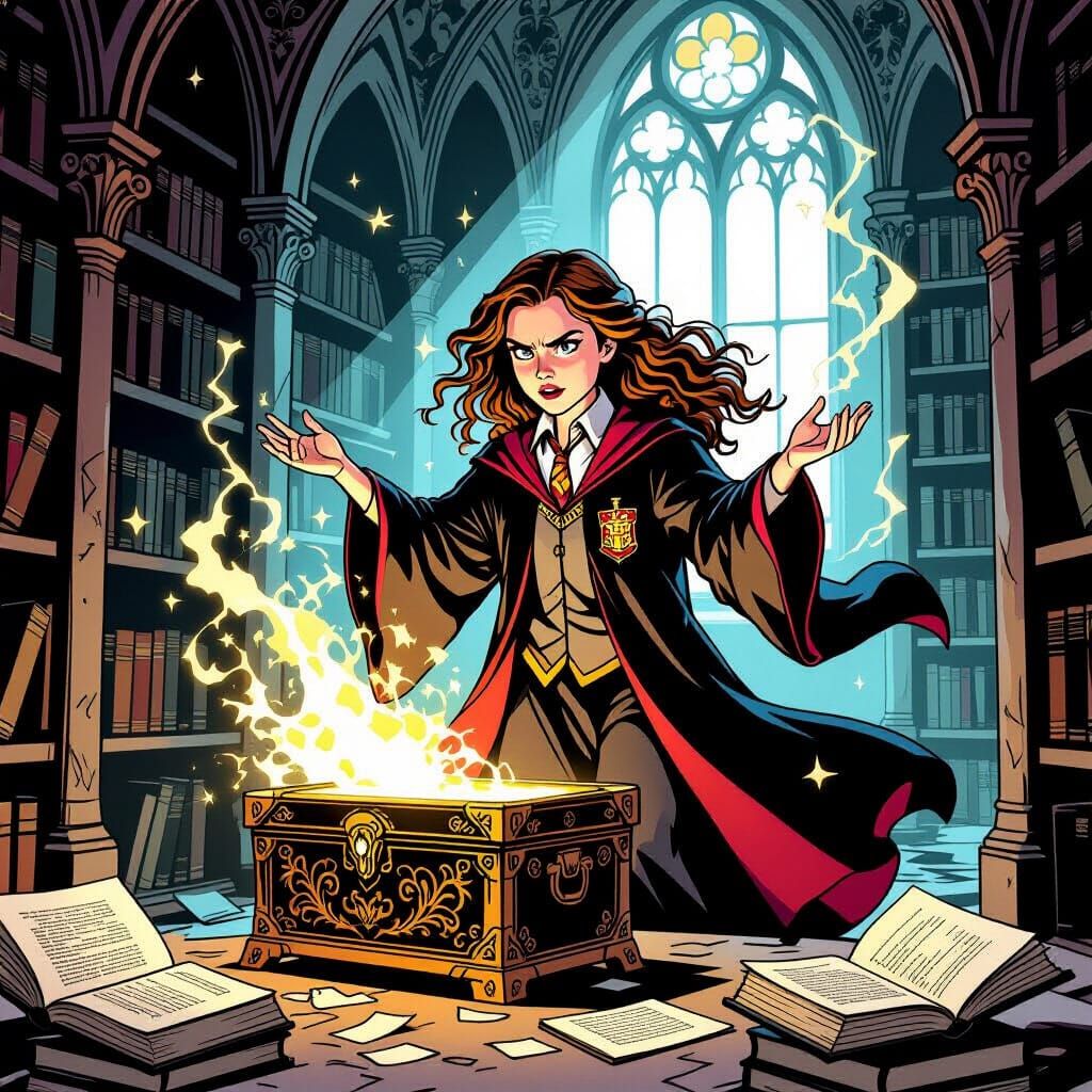 Hermione Granger Levitation Spell, Art Nouveau Style