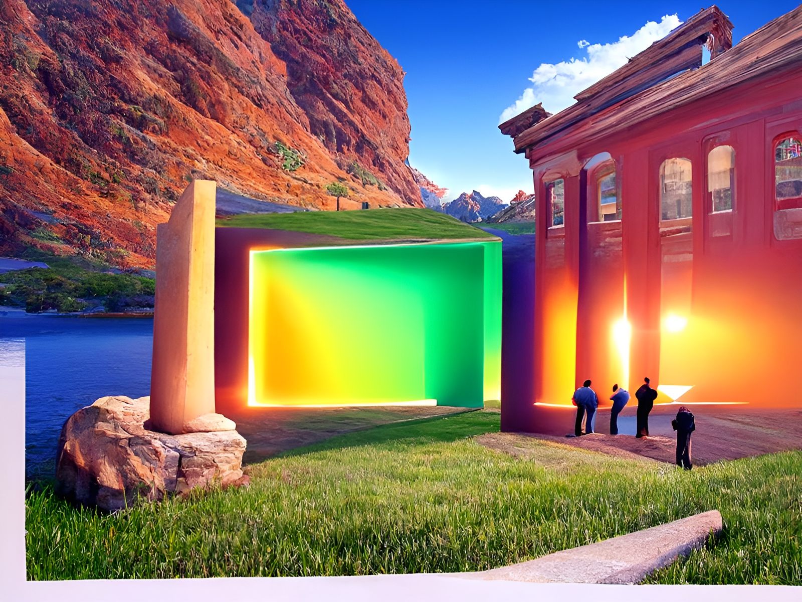 Colorful Abstract Landscape in Art Nouveau Style