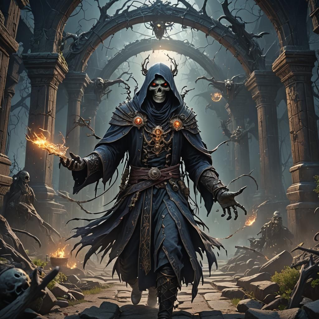 Undead Arcane Master Reaching Out, Detailed Matte Painting