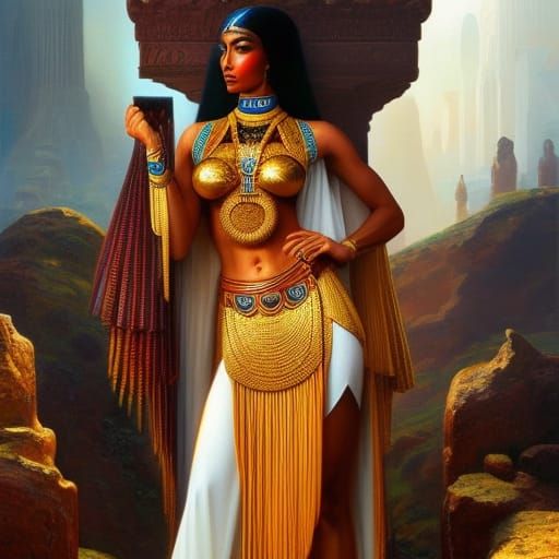 Ra and Hathor in Art Nouveau Style