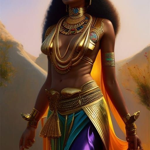 Ra and Hathor in Art Nouveau Style