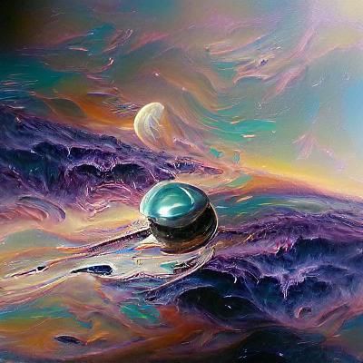 Surreal Alien Landscape in Oil Painting Style