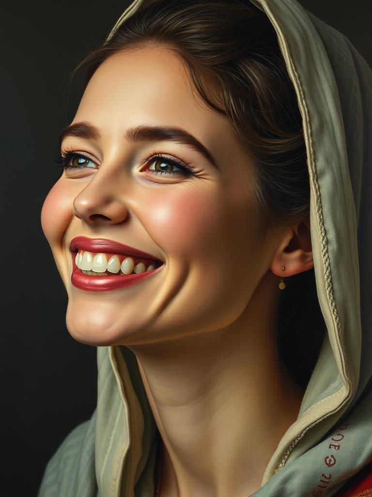 Hyperrealistic Portrait of Smiling Woman: Masterpiece