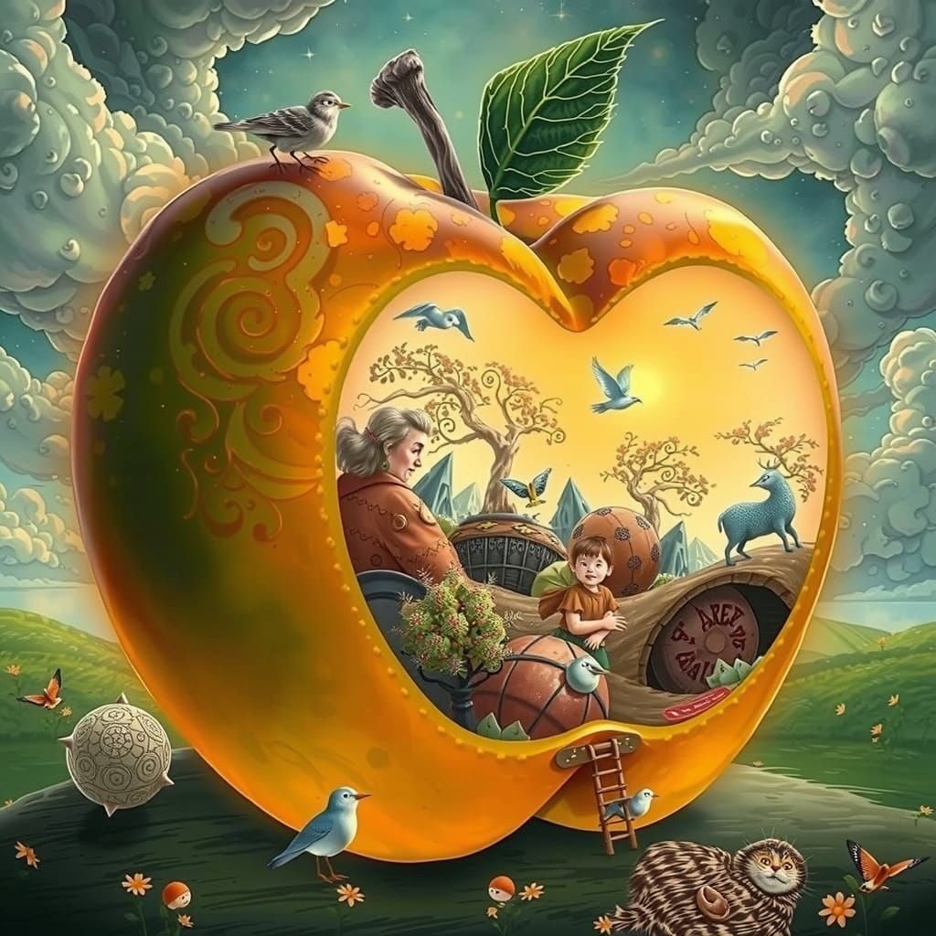 Vibrant Apple Bursting with Life: Fantasy Art