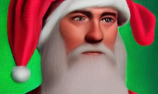 Holographic Cyborg Santa Claus in Synthwave Style