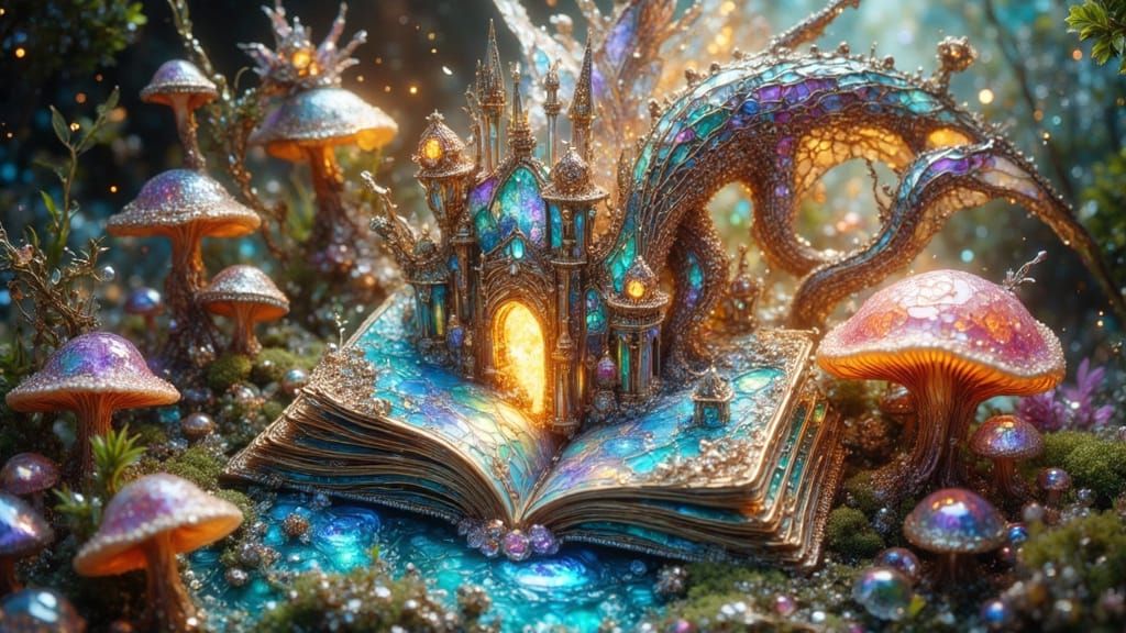 Iridescent Kingdom Under Siege by a Majestic Dragon in Soft,...