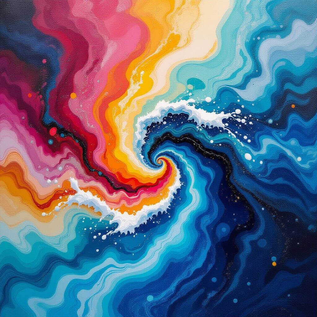 Dramatic marble paint on water.