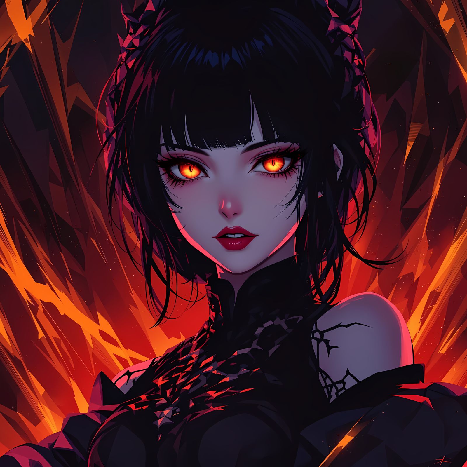 Anime Goddess Radiates Beauty in Darkened Landscape