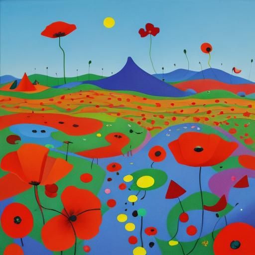 Poppies in a Vibrant Abstract Wonderland