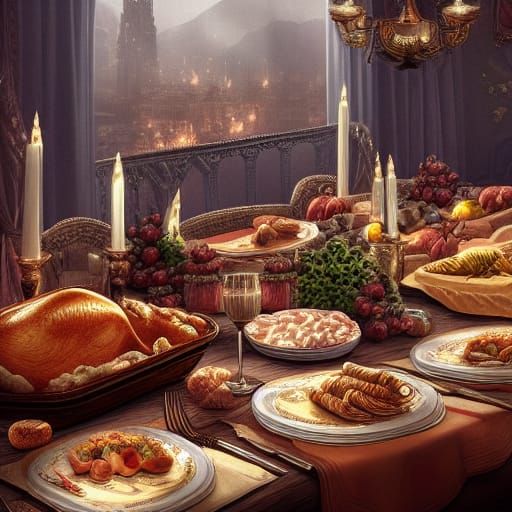Epic Thanksgiving Scene: Digital Matte Painting