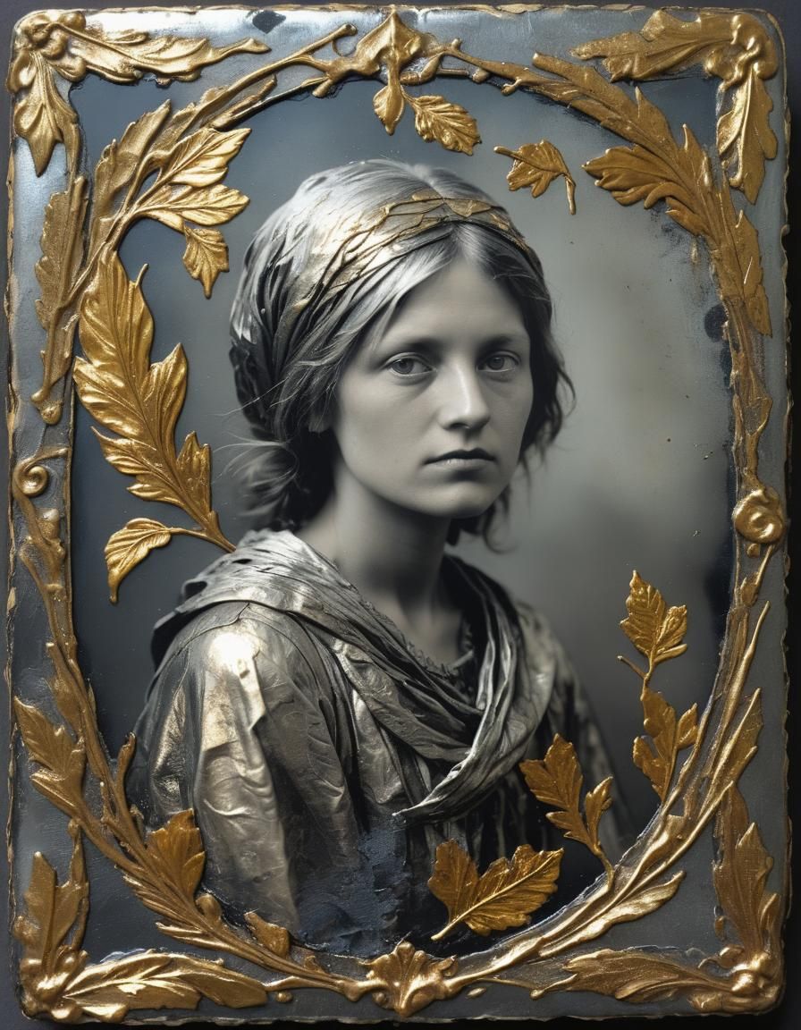 Feathered Crone Ikon in Embossed Tin Style