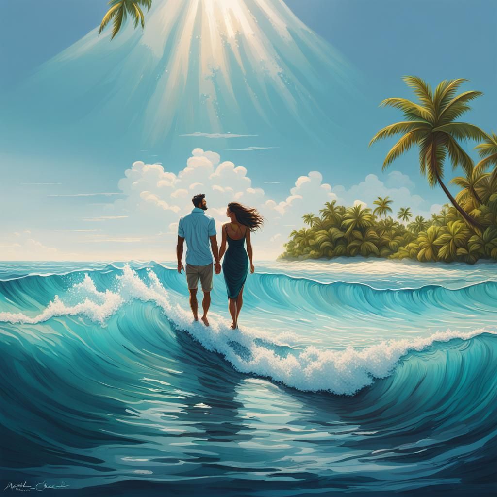 Maldives Island Oasis: Hyperrealistic Splash Art