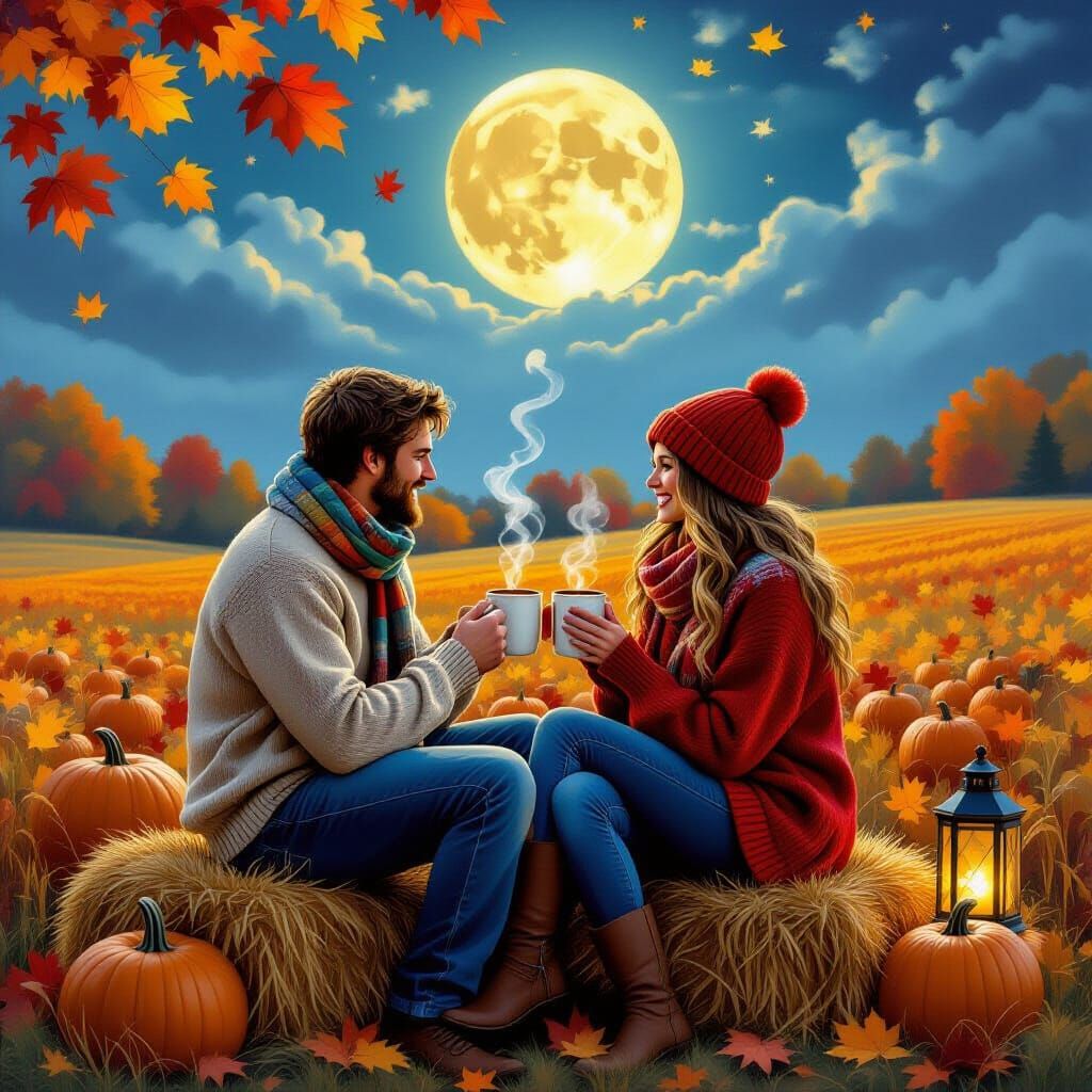 Cozy Couple Enjoying Autumnal Scene