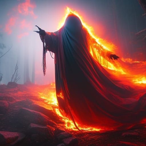 Horrifying Burning Ghost in Dark Fantasy Style