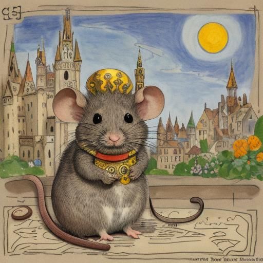 Mouse Gazing at Doodle Sun: Expressionist-Renaissance Style