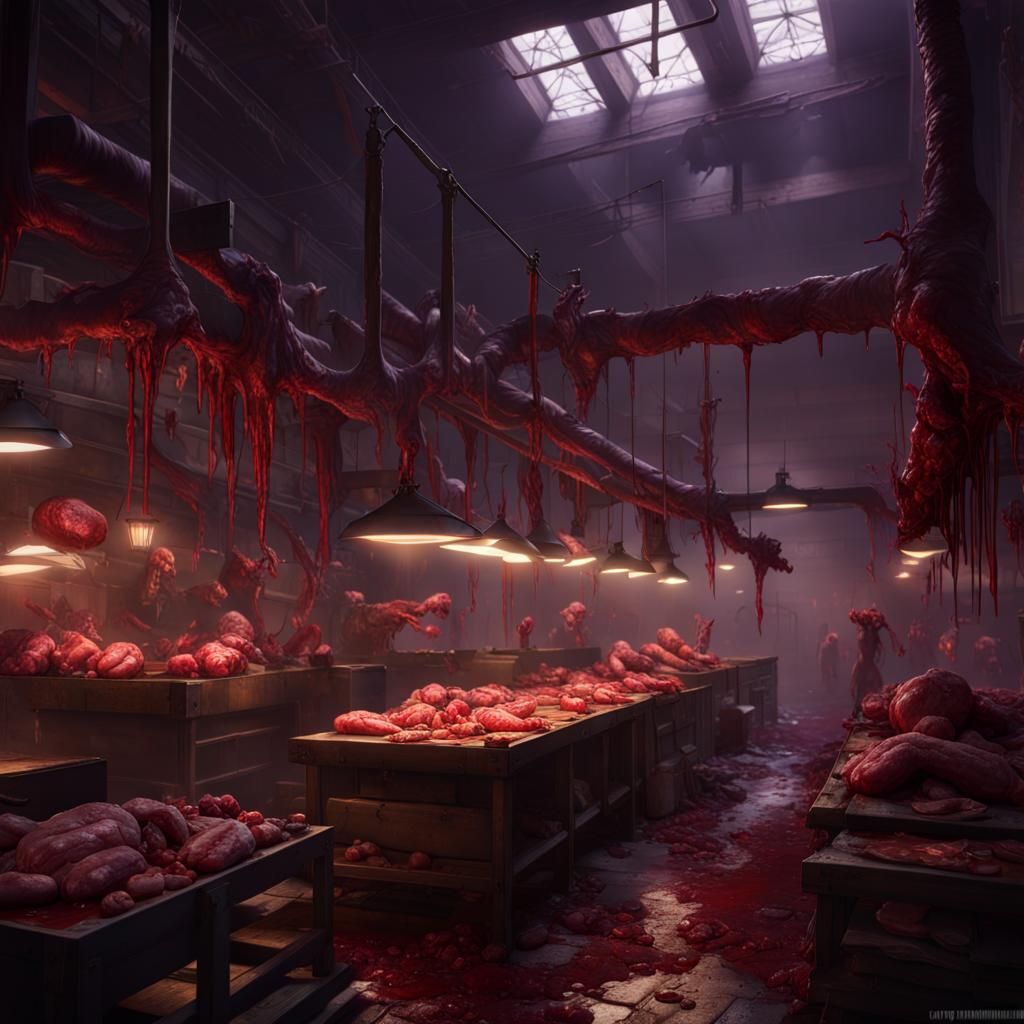 Dark Fantasy Meat Factory in 8K Resolution