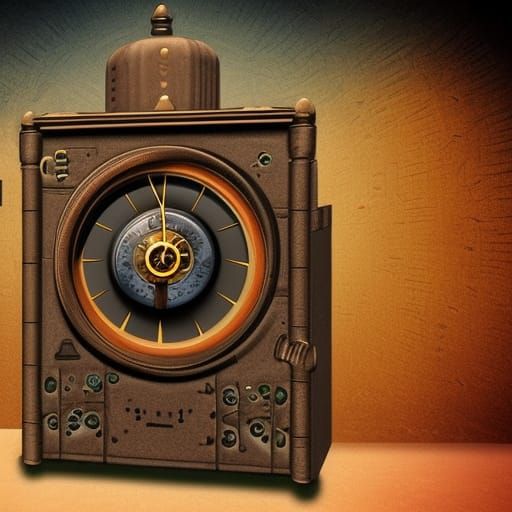 Fantastical Time Machine Clock in Detailed Matte Painting