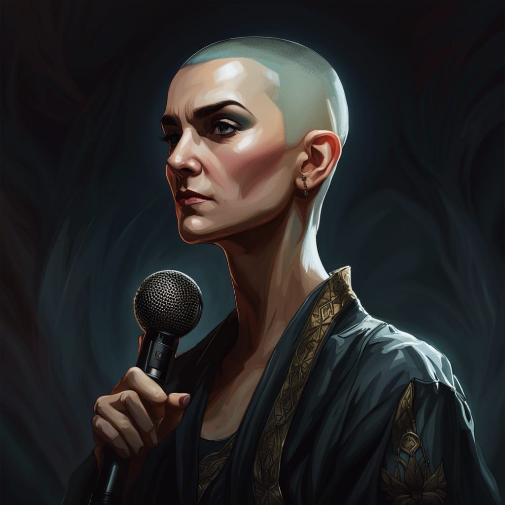 Defiant Singer Portrait in Art Nouveau Style