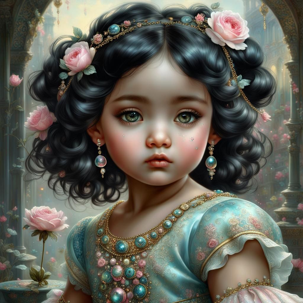 Enchanting Baby Girl Portrait with Broken Glass Effect