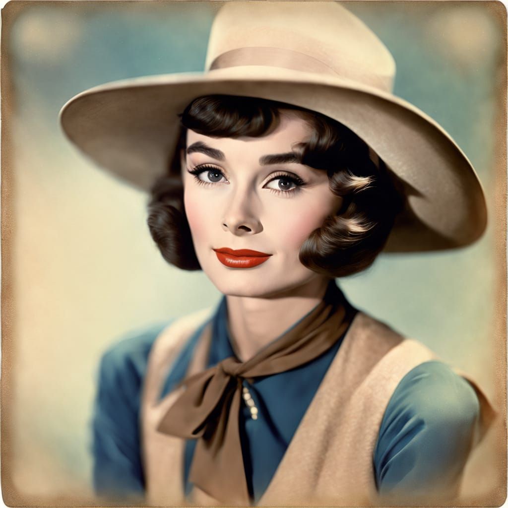 Vintage Western Cowgirl Portrait in Soft Focus