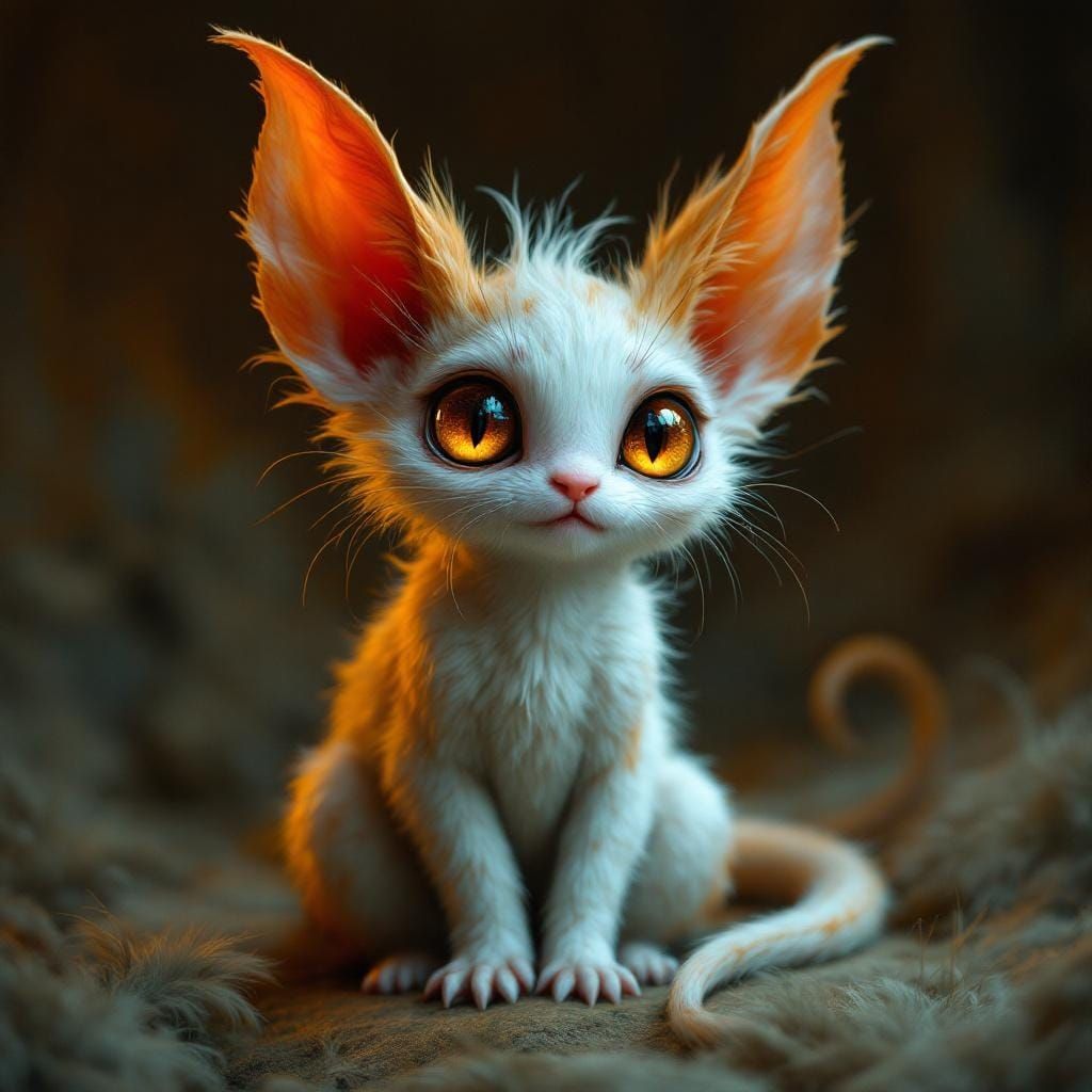 Magical Creature Portrait with Glowing Eyes