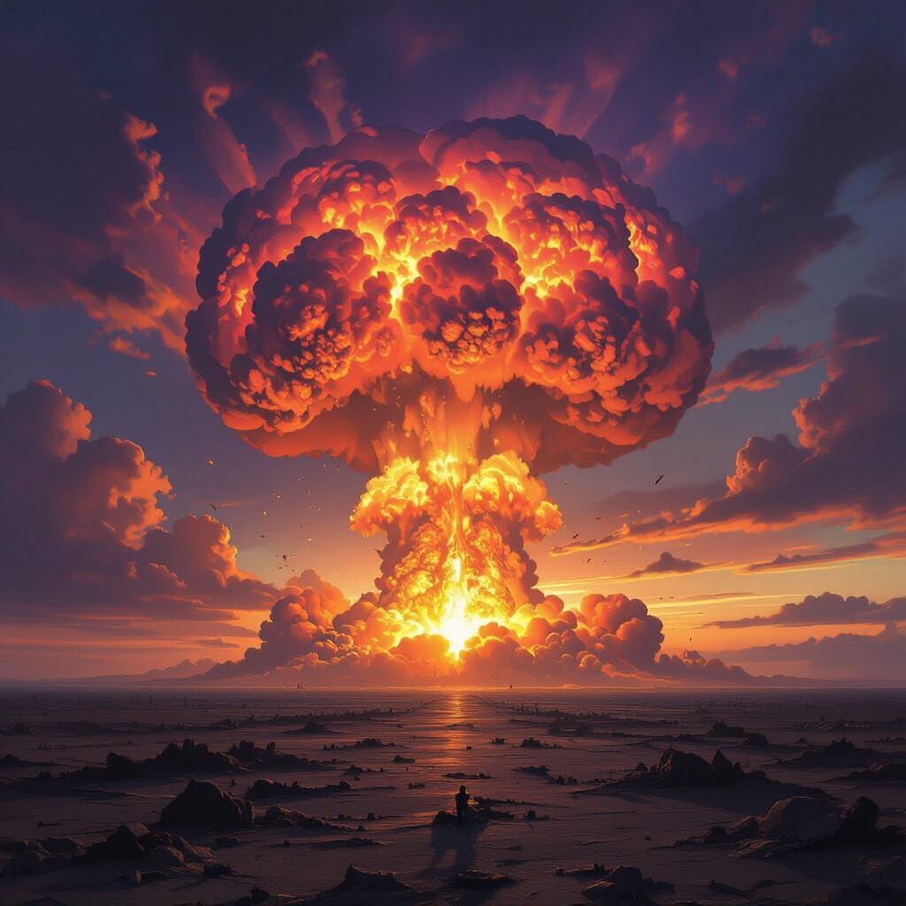Colossal Nuclear Explosion Rises Over Scorched Plain