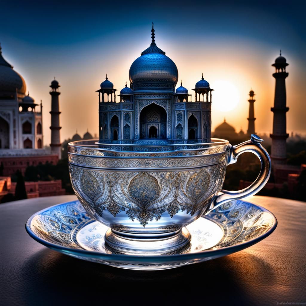 Taj Mahal Teacup: Crystal Clear Miniature Scene