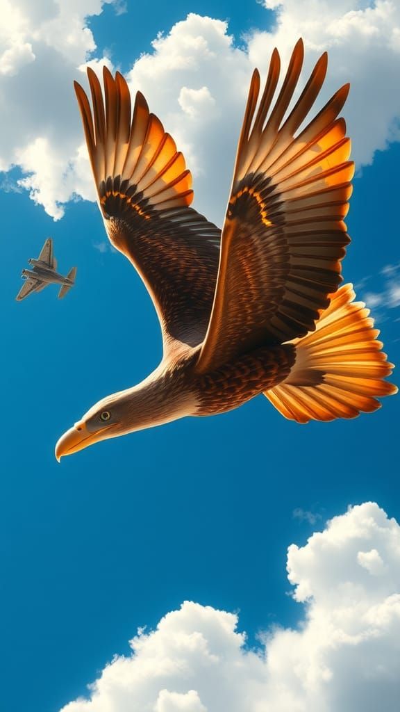 Eagle and Fighter Jet in Matte Painting Style