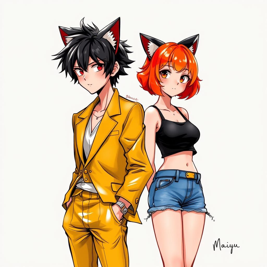 Youthful Duo in Anime-Inspired Realism