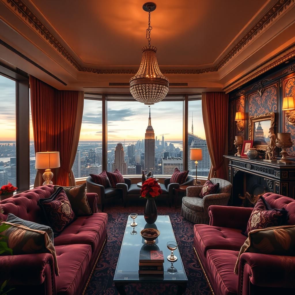 Opulent Penthouse with Manhattan Skyline View