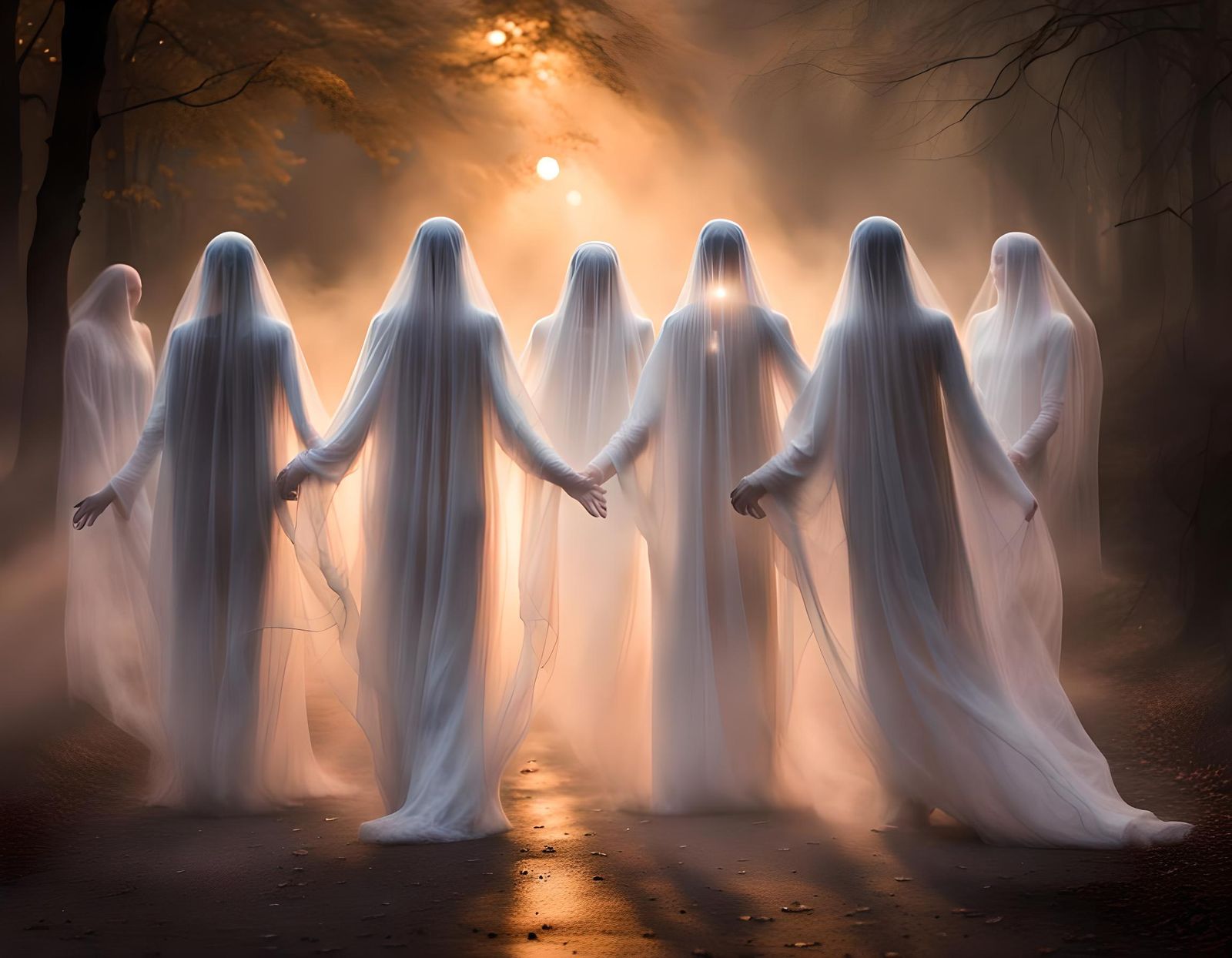 Ethereal Ghosts Embodying Team Spirit and Unity