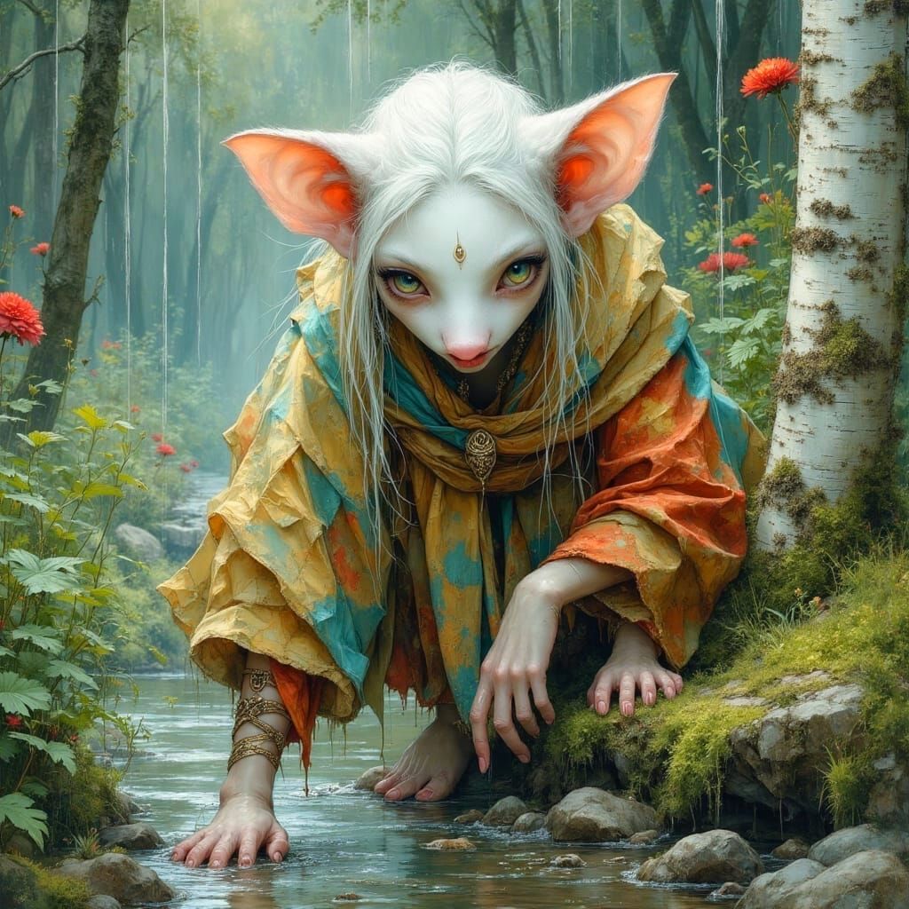 Gentle Creature Washing Scarf at Mossy Stream