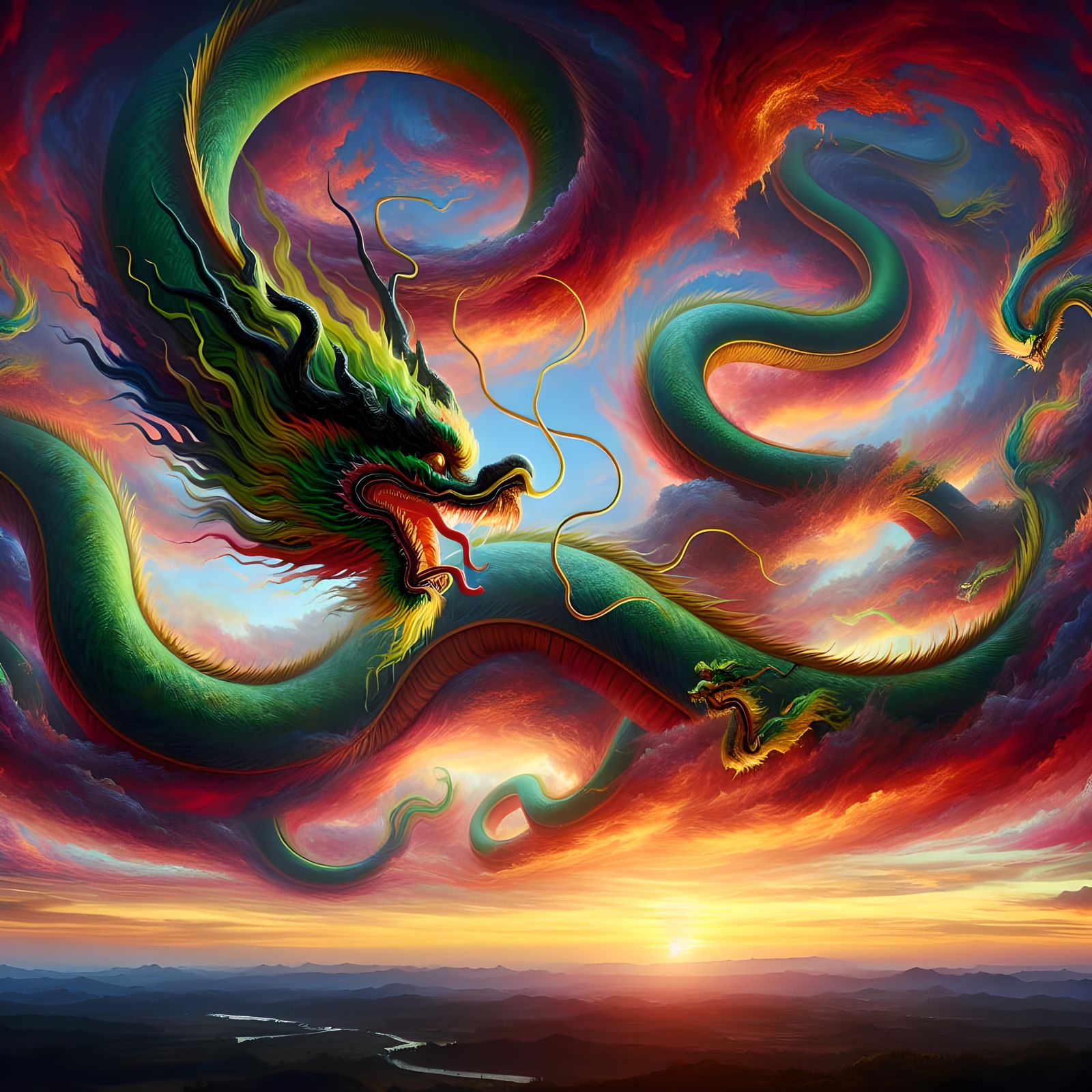 the ultimate rayquaza very detailed in the sky Landscape ver...