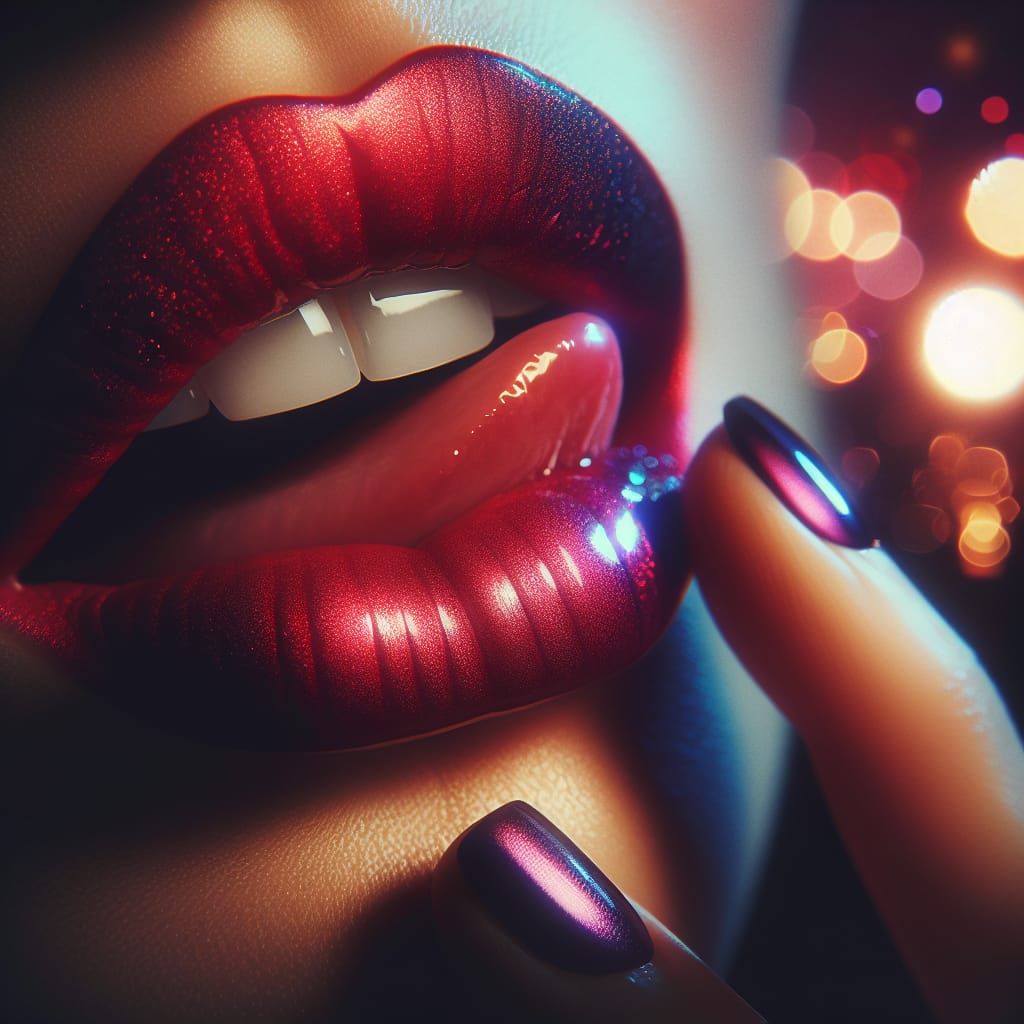 Sensual Red Lips in High-Contrast Glamour