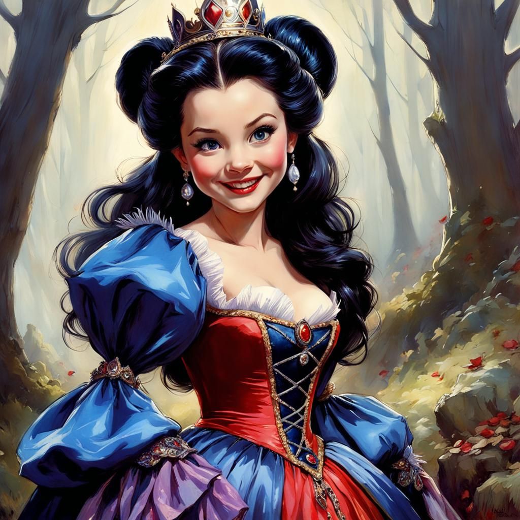 Cute young Evil Queen Grimhilde oil painting