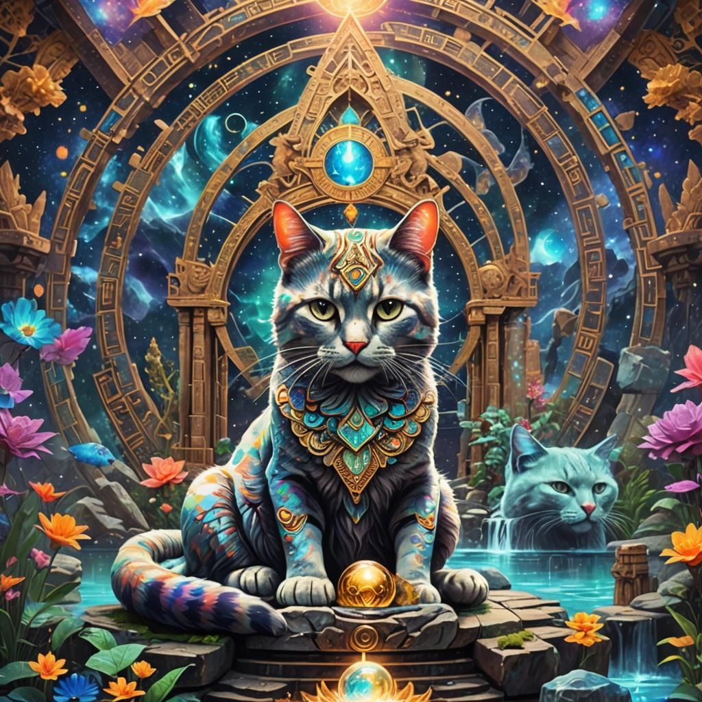 Cosmic Cat Temple Emerges From Primordial Waters