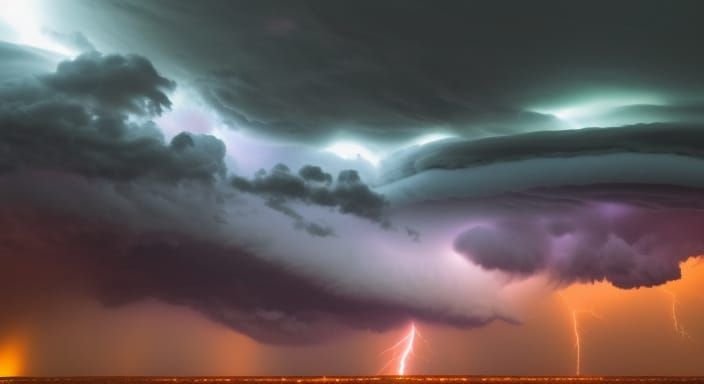 Radiant Tornado Thunderstorm with Analogous Colors