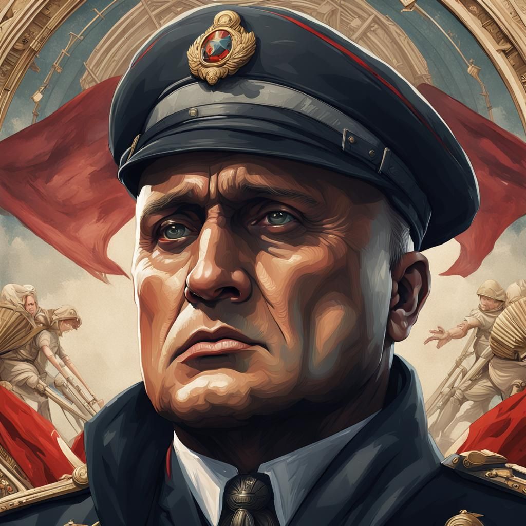 Detailed Portrait of Benito Mussolini