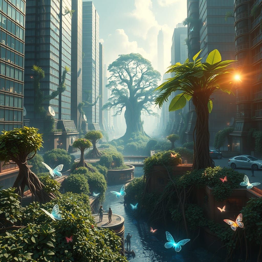 Epic Harmony of Nature and Technology in an Ancient Futurist...