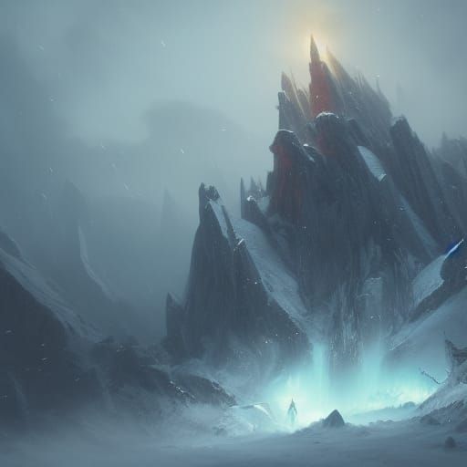 Mountain Blizzard: Dark Fantasy Concept Art