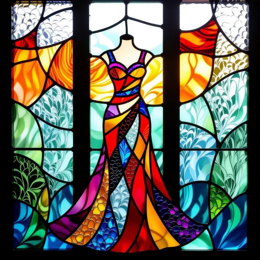 Beautiful Stained Glass Dress with Textured Fabric