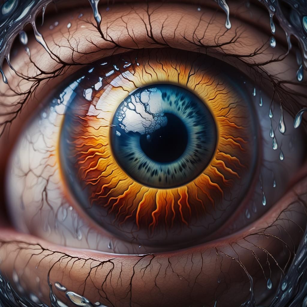 Giant Eyeball Reflects Stormy Landscape in Surreal Oil Paint...