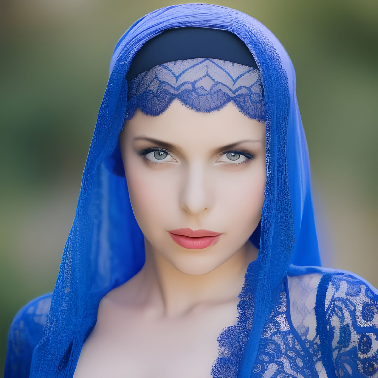 Beautiful Girl in Hijab and Blue Bra: Professional Photo