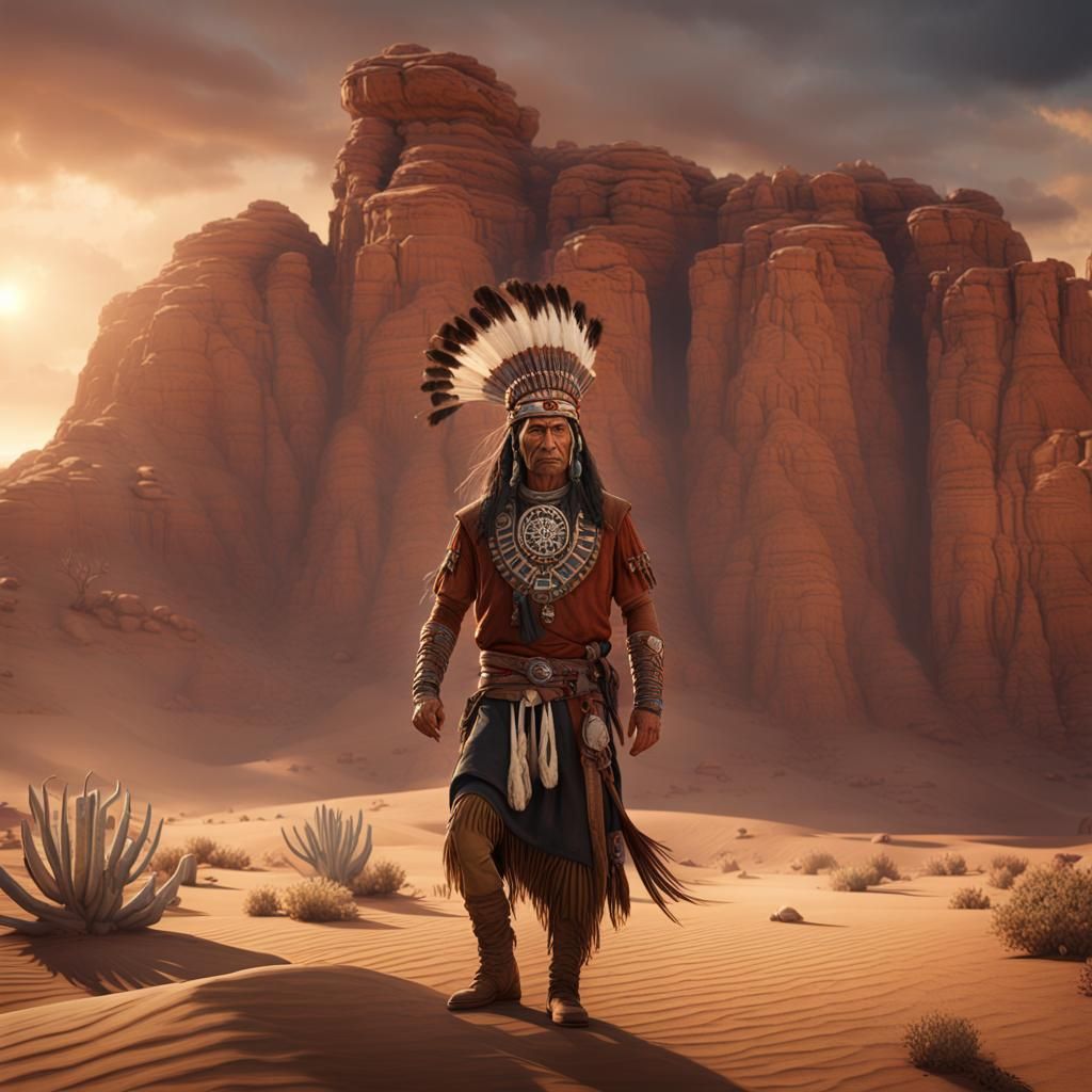 Native American Man in Sonoran Desert Art