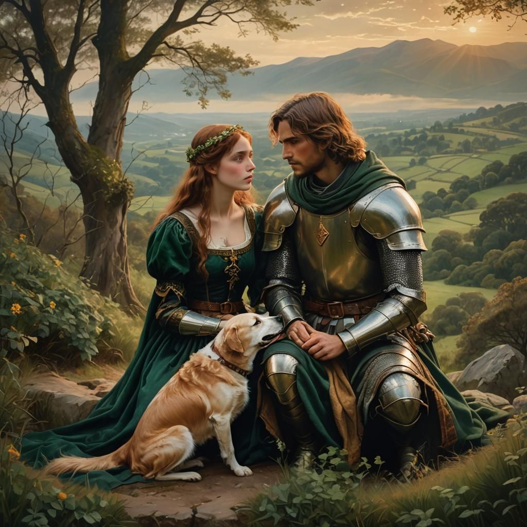 Romantic Knight Portrait in Pre-Raphaelite Style