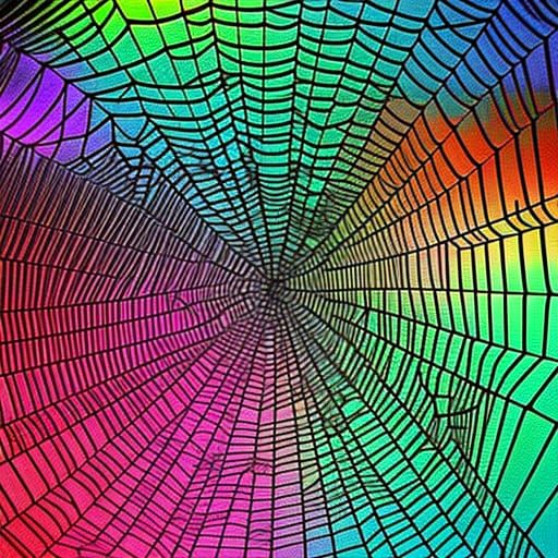 Hyperrealistic Optical Illusion Spiderwebs in Prismatic Colo...