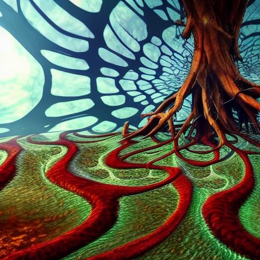 Fractal Red Mandala: Grounding Earth Concept Art