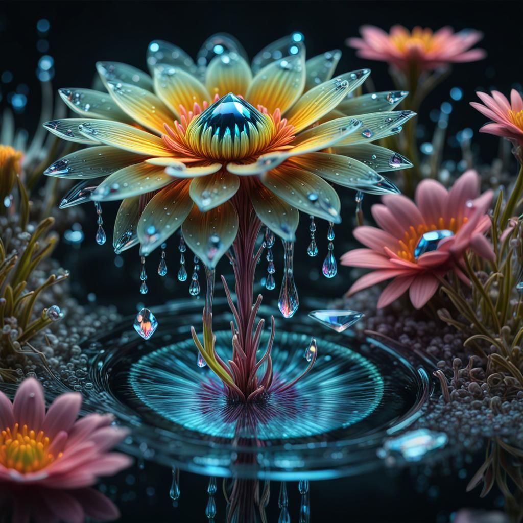 Bioluminescent Water Token with Diamond Droplet