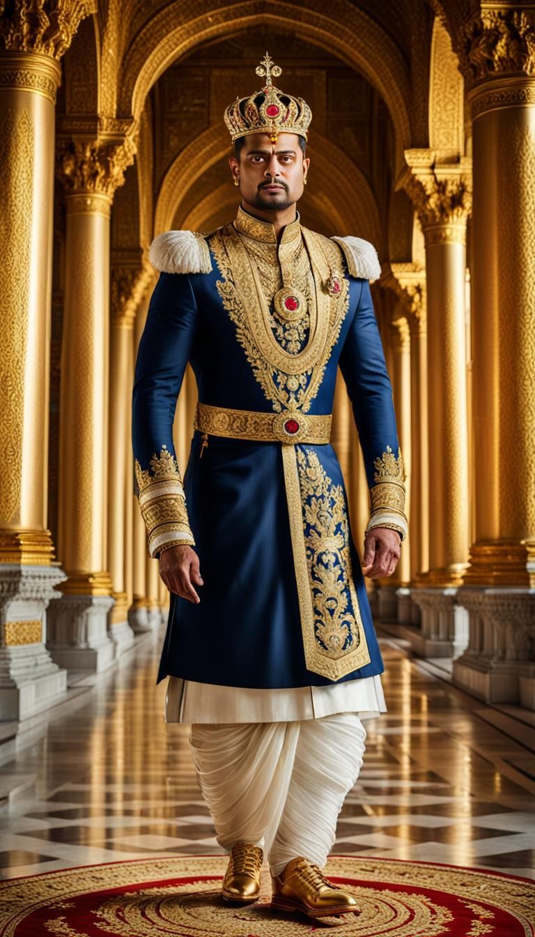 Golden King in Grand Palace: Renaissance Portrait